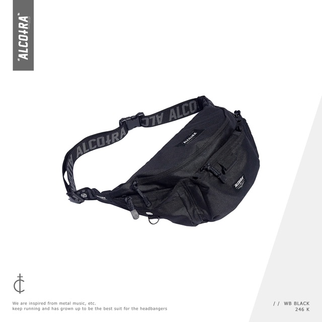 WB BLACK // WAISTBAG ALCOTRA // TAS PINGGANG ALCOTRA