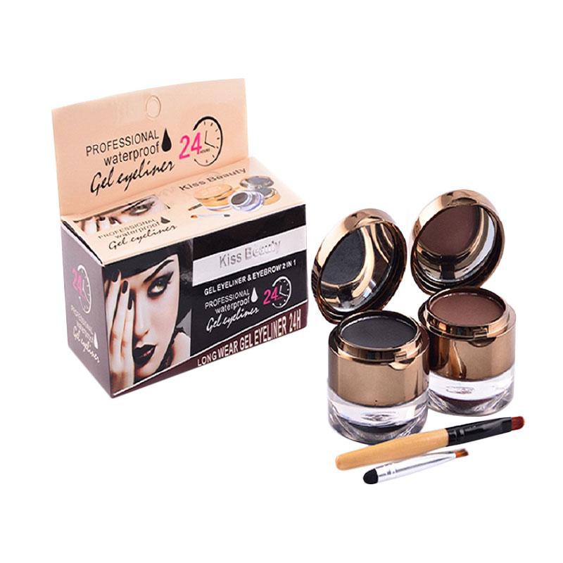 Kiss beauty 2 in 1 eyeliner gel eyebrow original kiss beuty ori watterprof