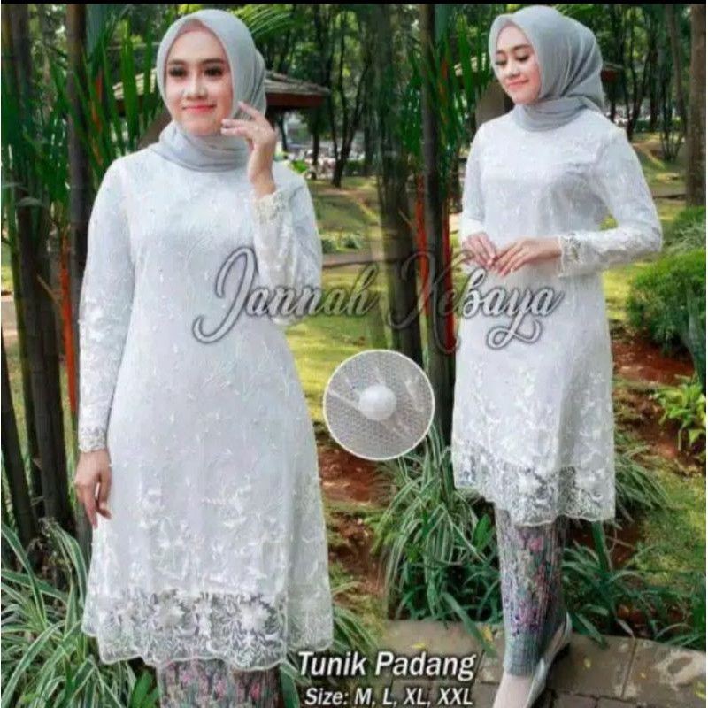 Set Kebaya Tunik Tulle bordir Mutiara- Baju Kebaya Modern - Kebaya Pesta-5