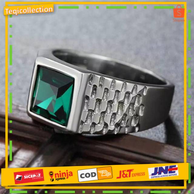 CINCIN PRIA BATU HIJAU 925 | Green Stone Men's Zircon Ring