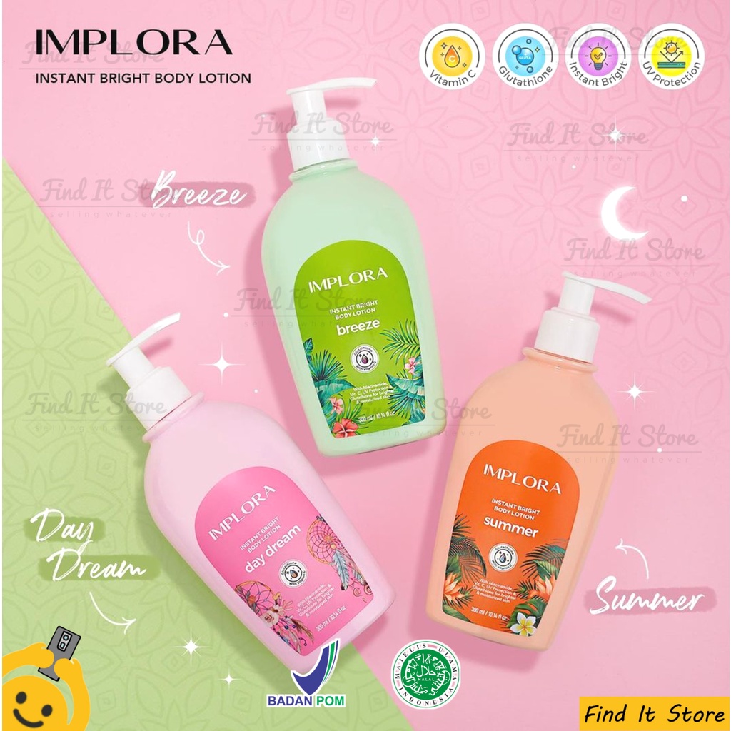 Implora Instant Bright Body Lotion 300ml | Milky Loyion Serum 60ml 100ml Hand &amp; Body Lotion | Lotion Tubuh BPOM