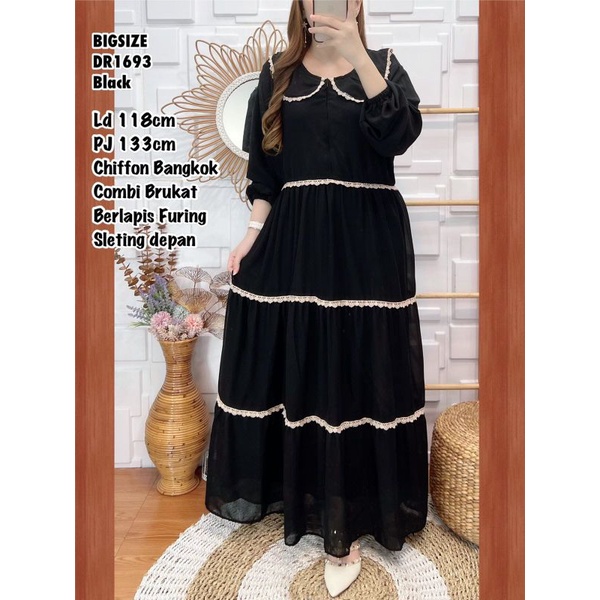 DRES CHIFFON JUMBO BANGKOK COMBI BRUKAT DR1693