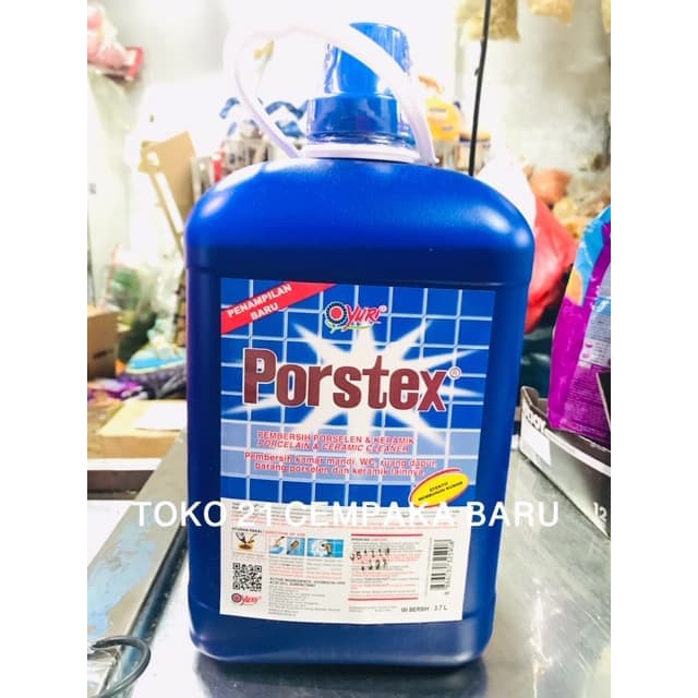 YURI PORSTEX WARNA BIRU JERIGEN 3.7 LITER PORSTEX PEMBERSIH PORSELEN 3.7LITER 3,7 L MURAH PROMO
