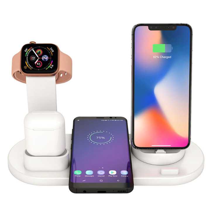 HICBEST Wireless Charging Docking 3 in 1 for phone Apple Watch Airpods-Putih