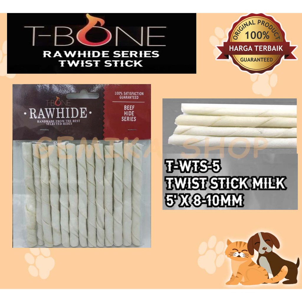 Rawhide T-Bone Milk Stick Twist 5&quot; - Snack Anjing