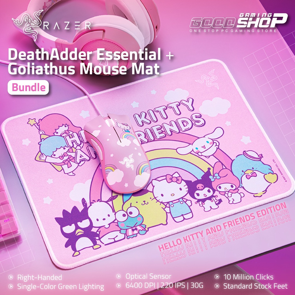 Razer DeathAdder Essential &amp; Goliathus Hello Kitty - Mouse Mat Bundle