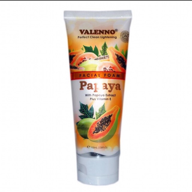 Facial Foam Valeno Papaya 100 grm Sabun Pencuci Muka Facial Wajah