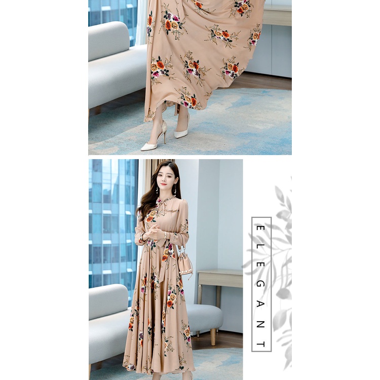 Sifon lengan panjang gaun 2021 rok elegan rok muslimah rok panjang