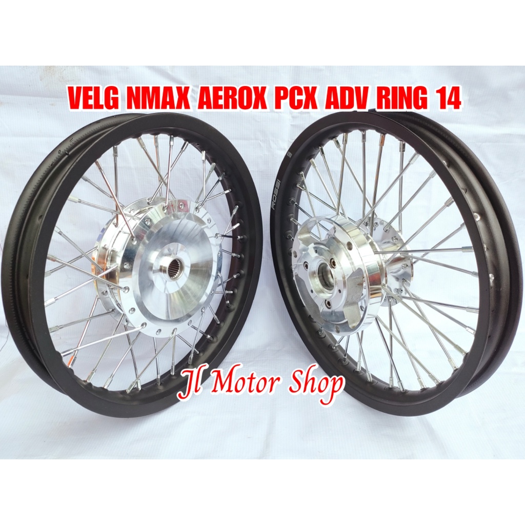 PAKET PELEK VELG JARI JARI AEROX 155 PCX 150 PCX 160 ADV 150 VARIO 125 150 RING 14 - VELG JARI JARI AEROX155 NMAX 150 155 PCX150 PCX160 ADV150 VARIO 125 150 RING 14 SET PLUS TROMOL DAN JARI JARI PLUS BAN LINK DI DESKRIPSI