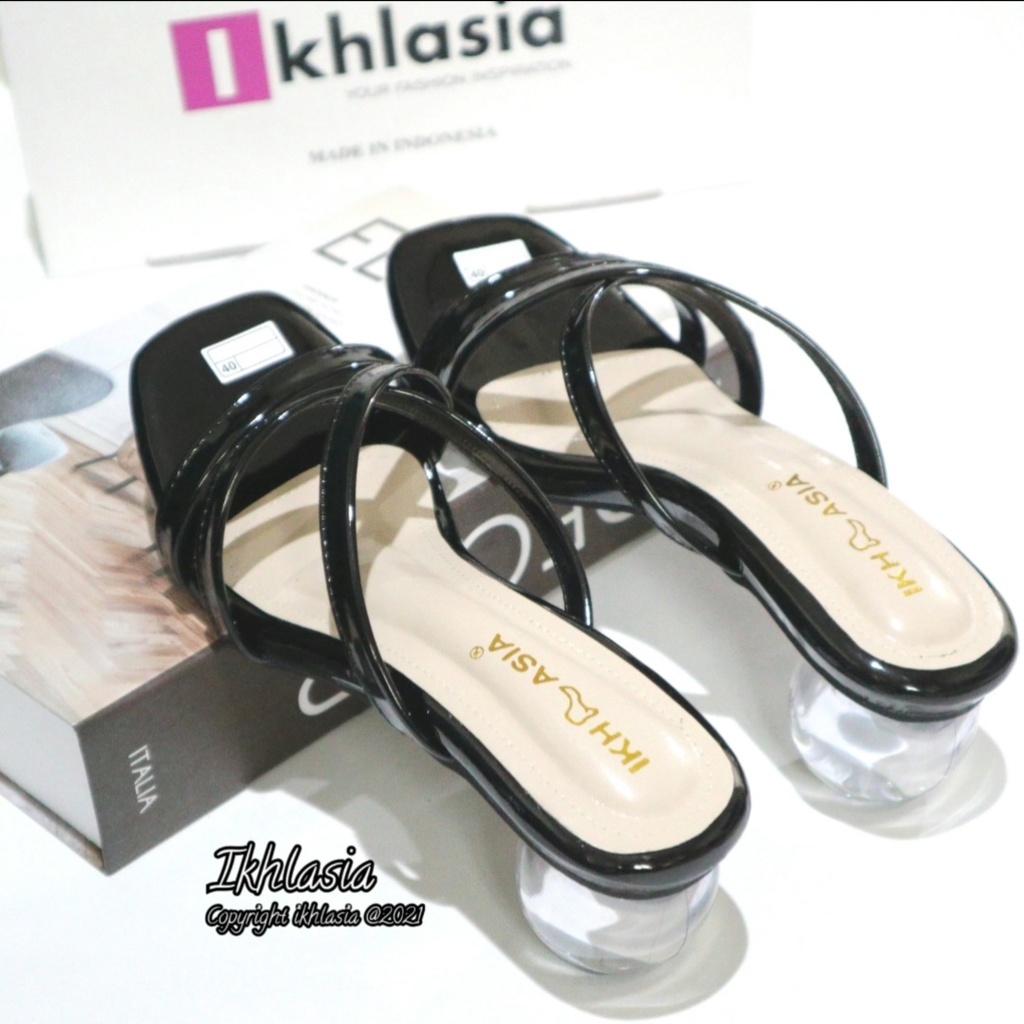 Sandal Wanita Heels Hak Kaca Bulat Vianty HT78