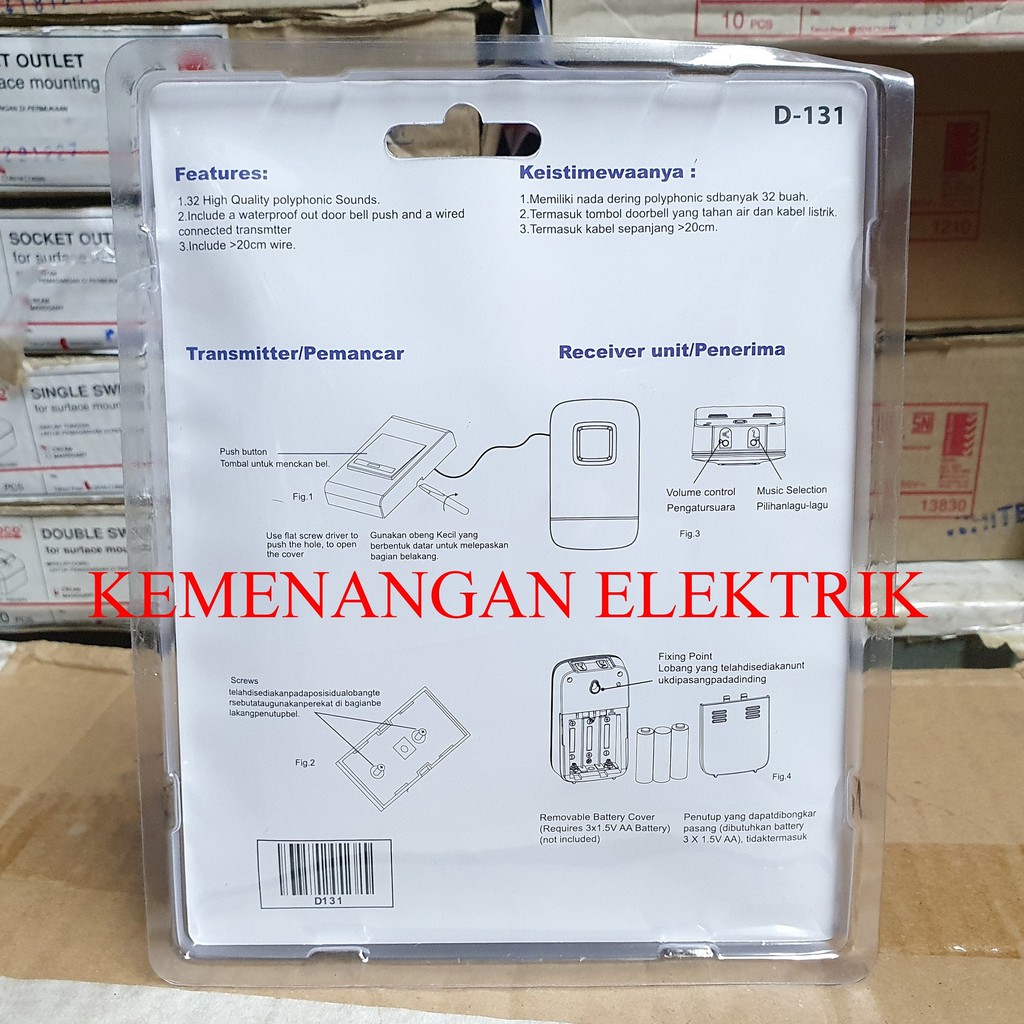 HARNIC HELES WIRED DOORBELL D-131 - BEL PINTU RUMAH KABEL DOOR BELL