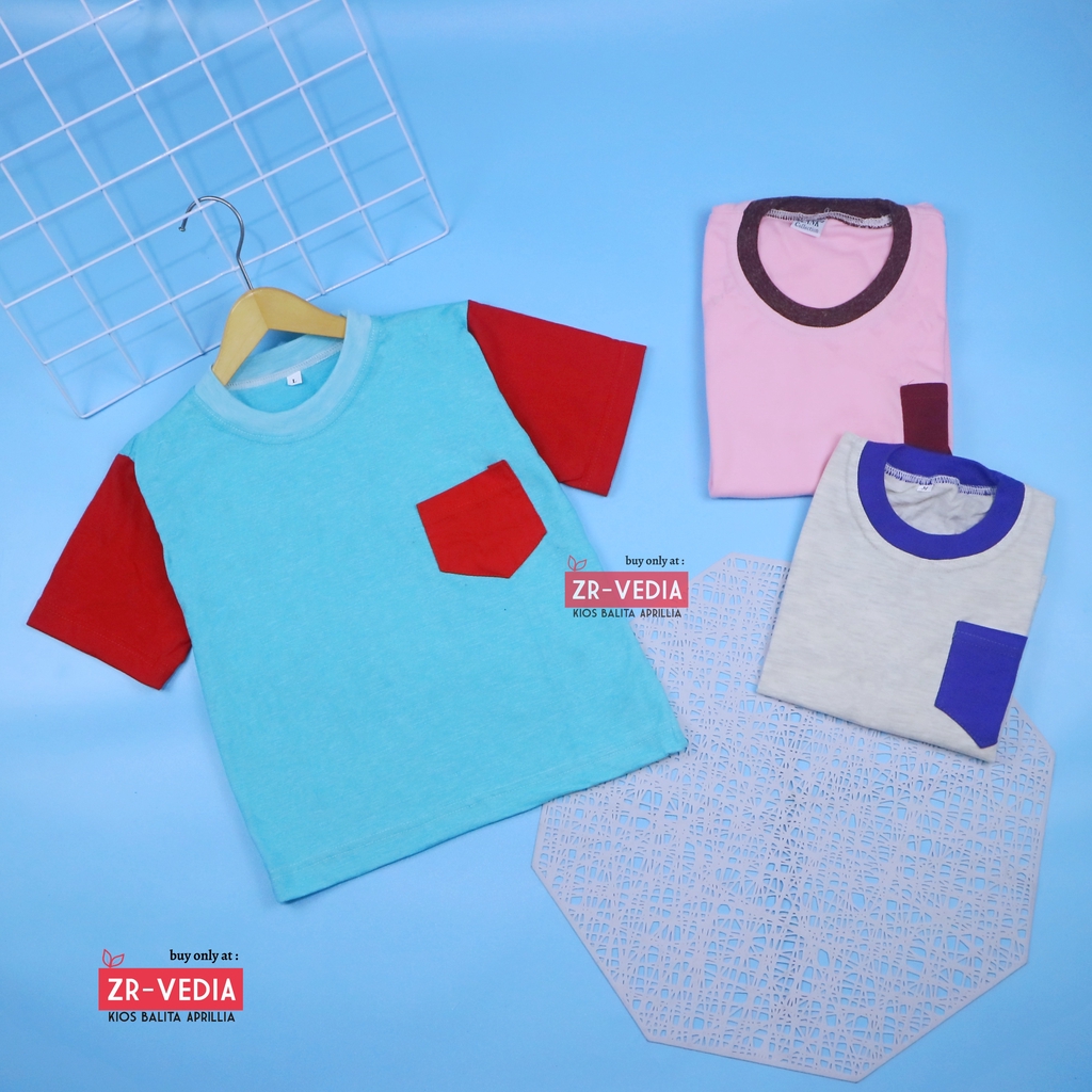 Kaos John Ethes uk Bayi 6-12 Bulan / Baju Polos Anak Laki-Laki Atasan Oblong Reglan Lengan Pendek Saku