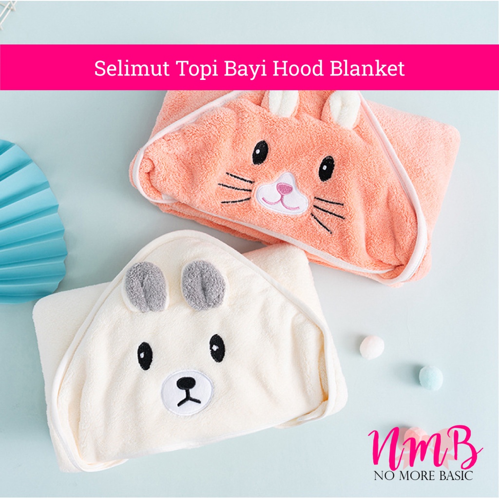 Selimut Topi Bayi Karakter Hood Blanket Newborn Selimut Bayi Karakter