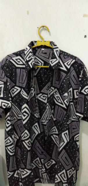 Prisma Batik Hrb026 Kenongo Kemeja Hem Pndek Padi Pekalongan M L Xl Murah Keren Bati Pria Wajik Biru