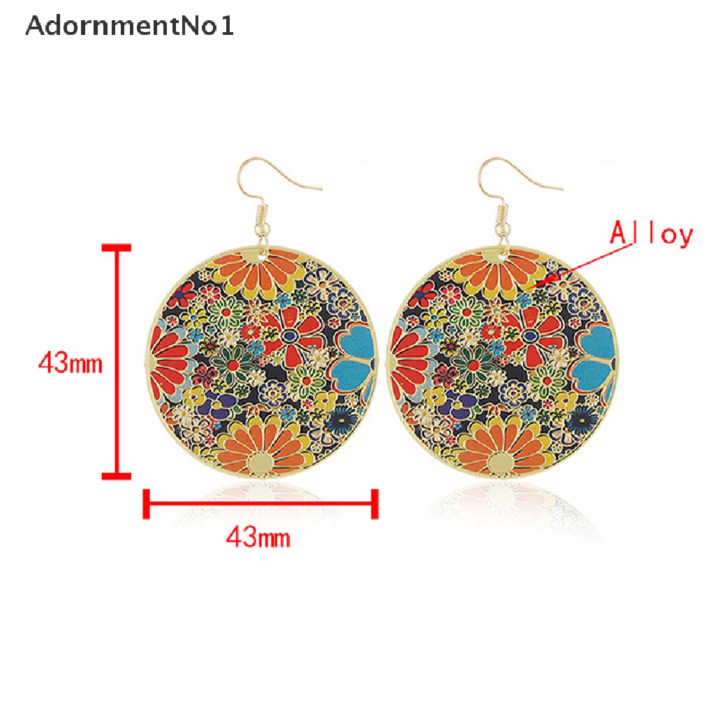 (AdornmentNo1) Anting Tusuk Gantung Bentuk Bulat Warna Warni Gaya Vintage / Bohemian / Etnik Untuk Wanita