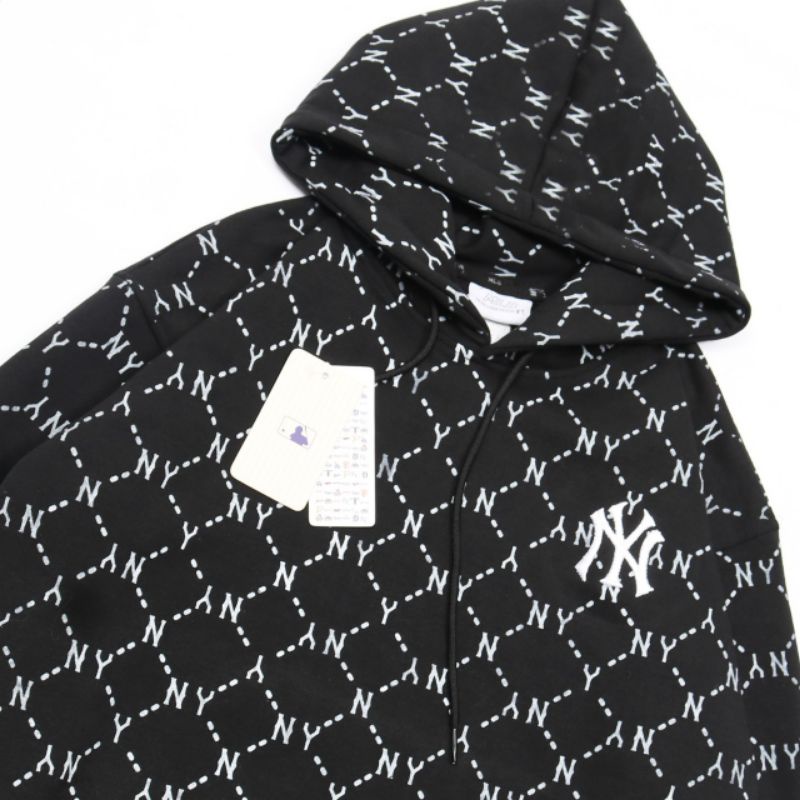 SWEATER HOODIE NY MLB FULL PRINT &amp; GRADASI NY HITAM AUTHENTIC FULLTAG &amp; LEBEL