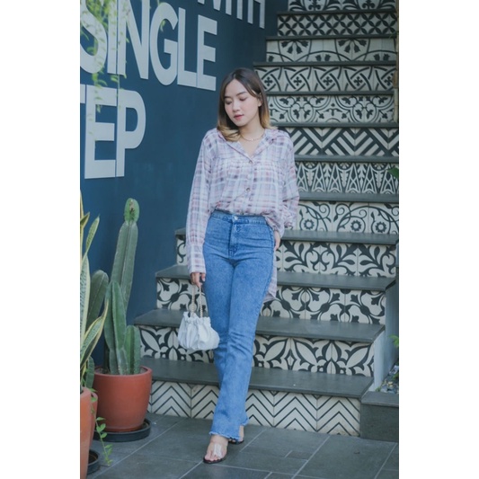 Zeva Cutbray Jeans Stretchy | Celana Jeans Wanita Ngaret Premium Polos