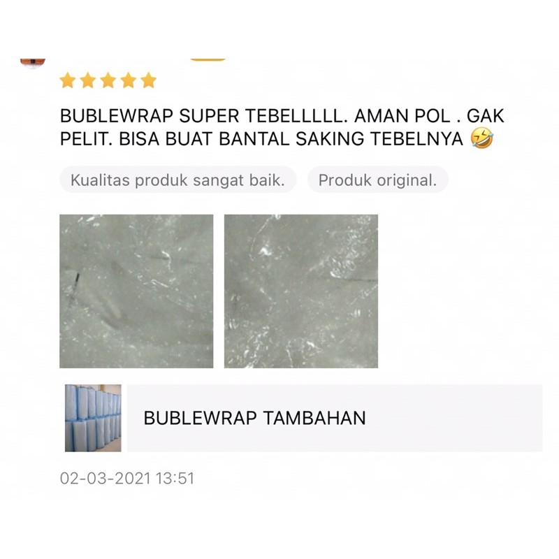 KARDUS TAMBAHAN / BUBLEWRAP / BUBLE TAMBAHAN PACKING (GARANSI BARANG RUSAK)