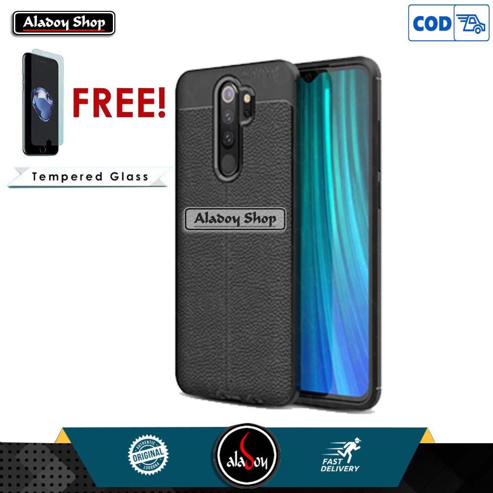 PROMO PAKET Case Autofocus Leather Premium Softcase + Tempered Glass XIAOMI REDMI NOTE 8 PRO