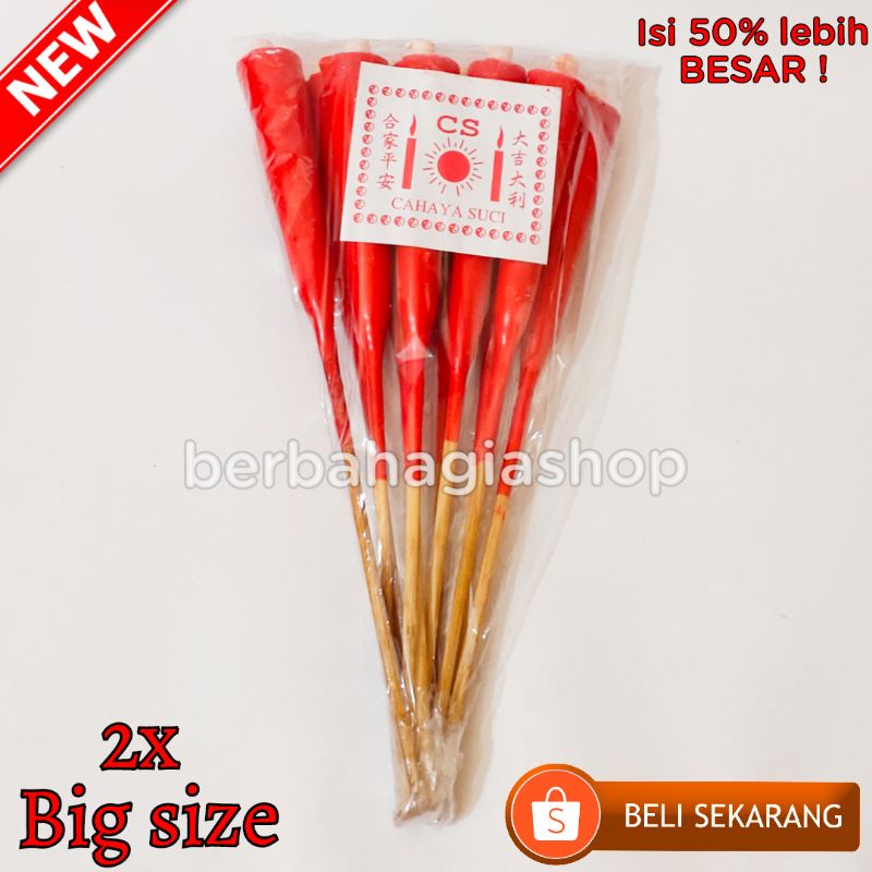 Lilin Merah Tusuk Bambu Lilin Sate Sembahyang Leluhur Joss Candle Jumbo 2x Big Size Untuk CengBeng