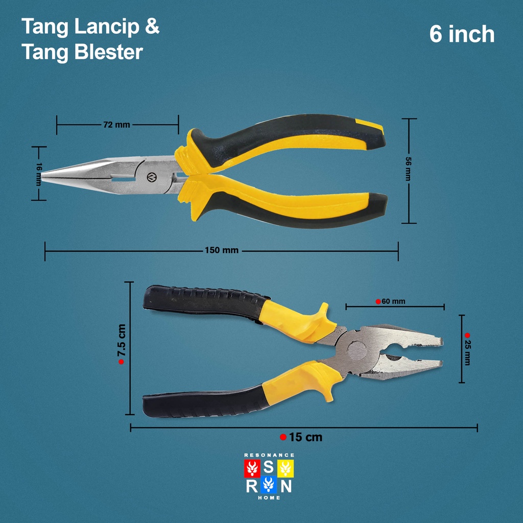 Tang Potong Lancip dan Blester 6 Inch Gagang Fiber | Resonance Home