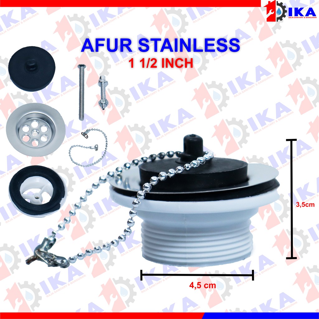 AFUR WASTAFEL 11/2 11/4 KEPALA AFUR WASTAFEL PEMBUANGAN TANPA PENUTUP/AFUR WASTAFEL PLASTIK BIBIR STAINLESS