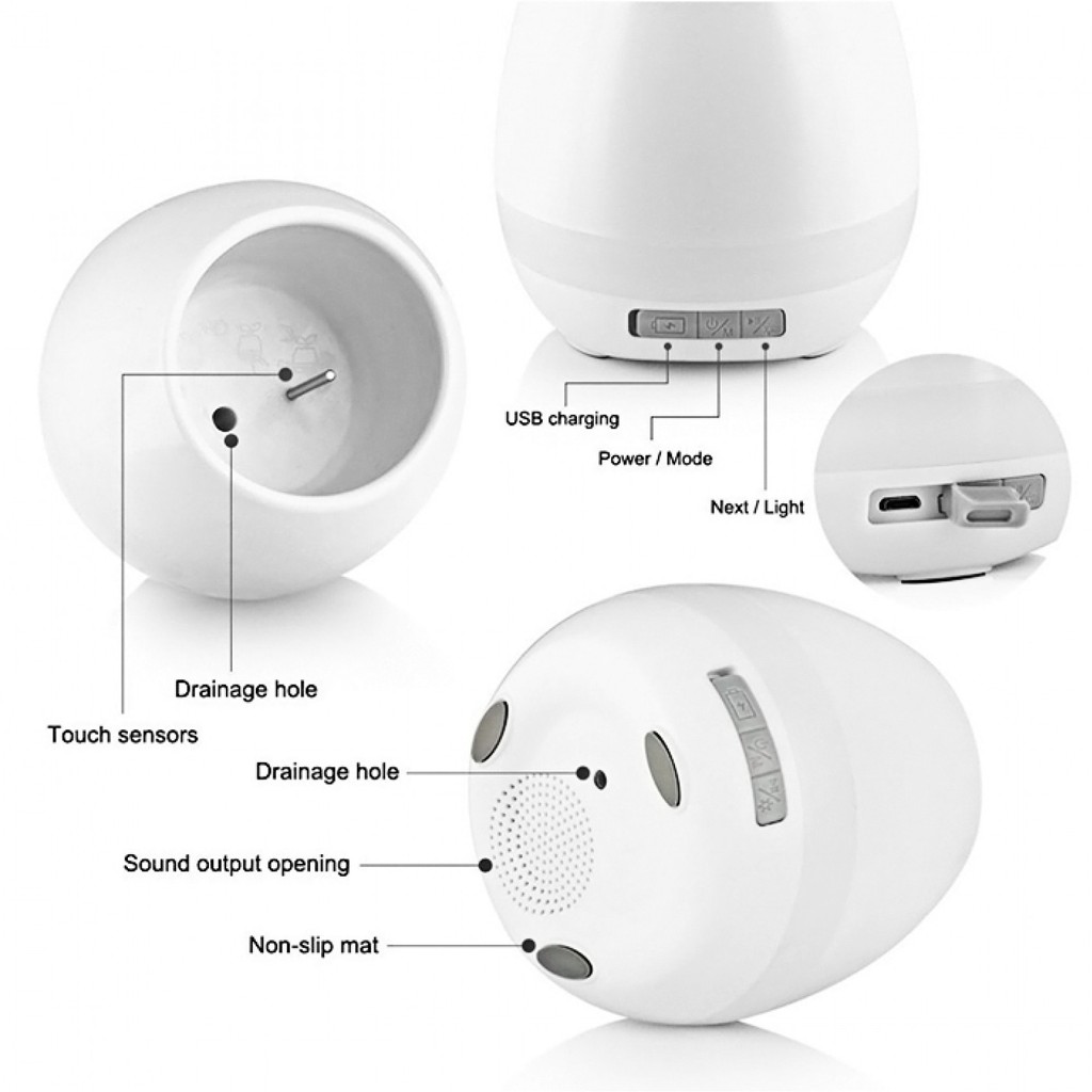 Smart Creative Music Touch Sensitive Flower Pot Vase Bluetooth Audio Speaker with 7 Colors Mood