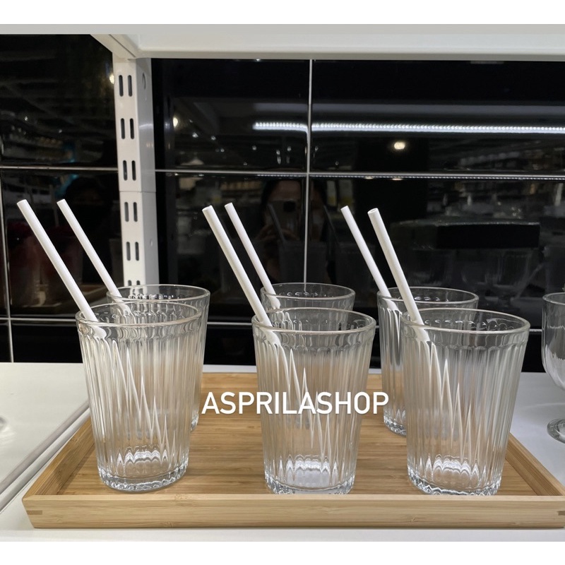 Gelas minum unik kaca bening motif 300ml teh kopi susu tinggi 10cm lebaran gelas tamu murah