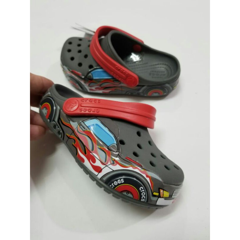 Sandal Anak CROCS CARS TRUCK BLUE NEW CLOG