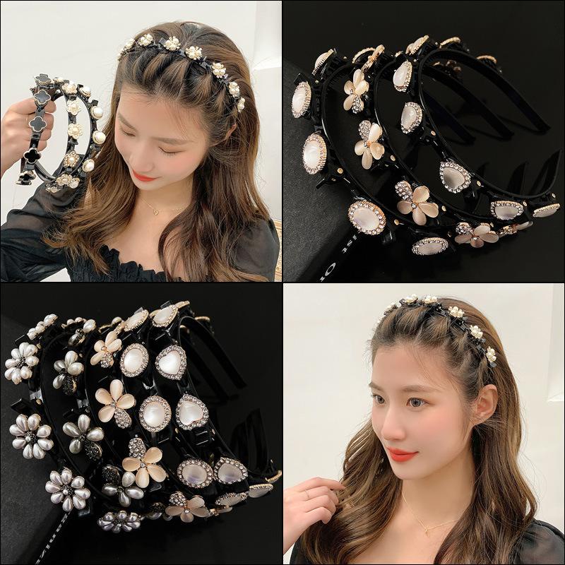 BD0023 BANDO 2in1 Bando include Jepit Rambut Fashion Korea Pola Mutiara Wanita Dewasa