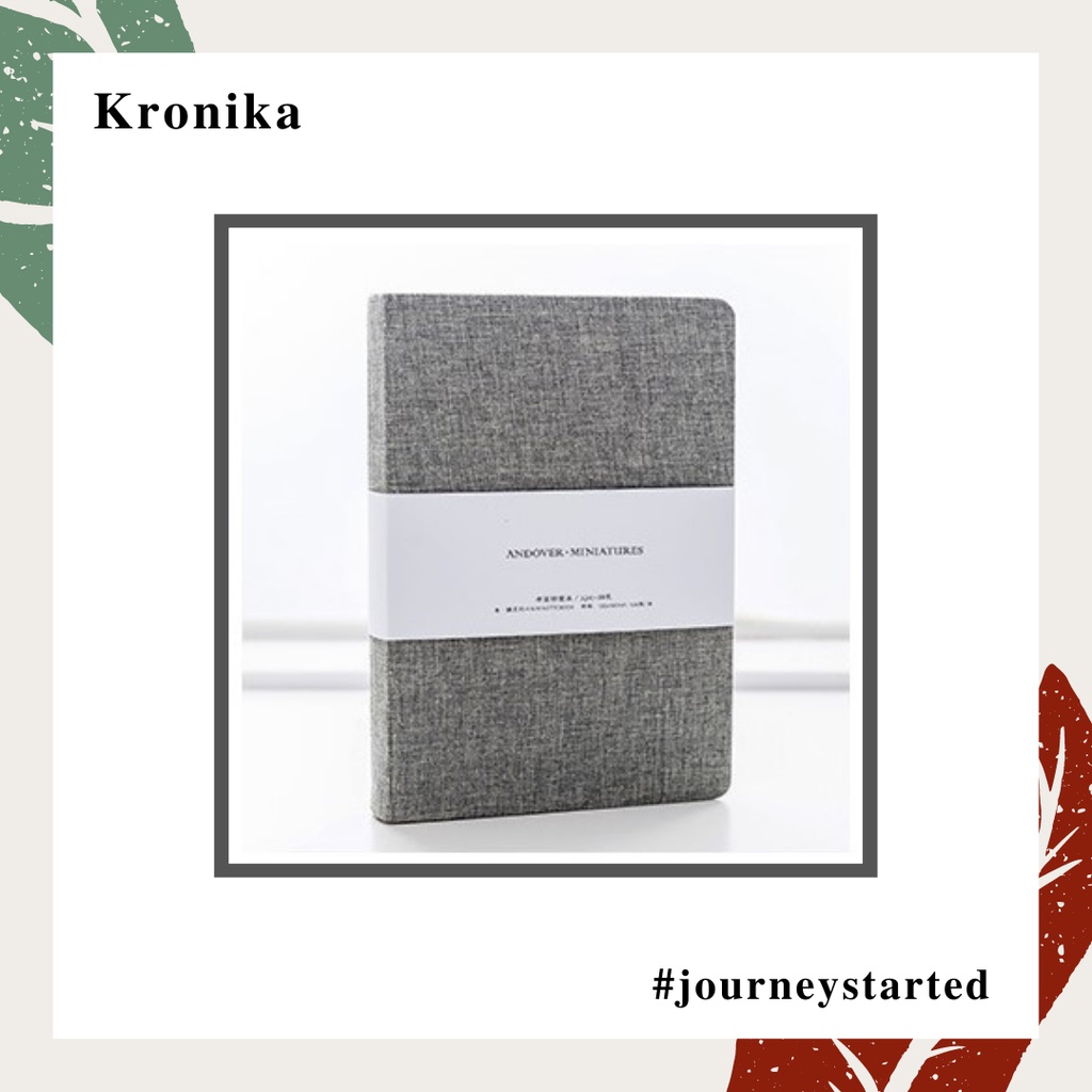 

Notebook Journal Sampul Fabric Kain Grid Polos Kronika Warna Abu Charcoal