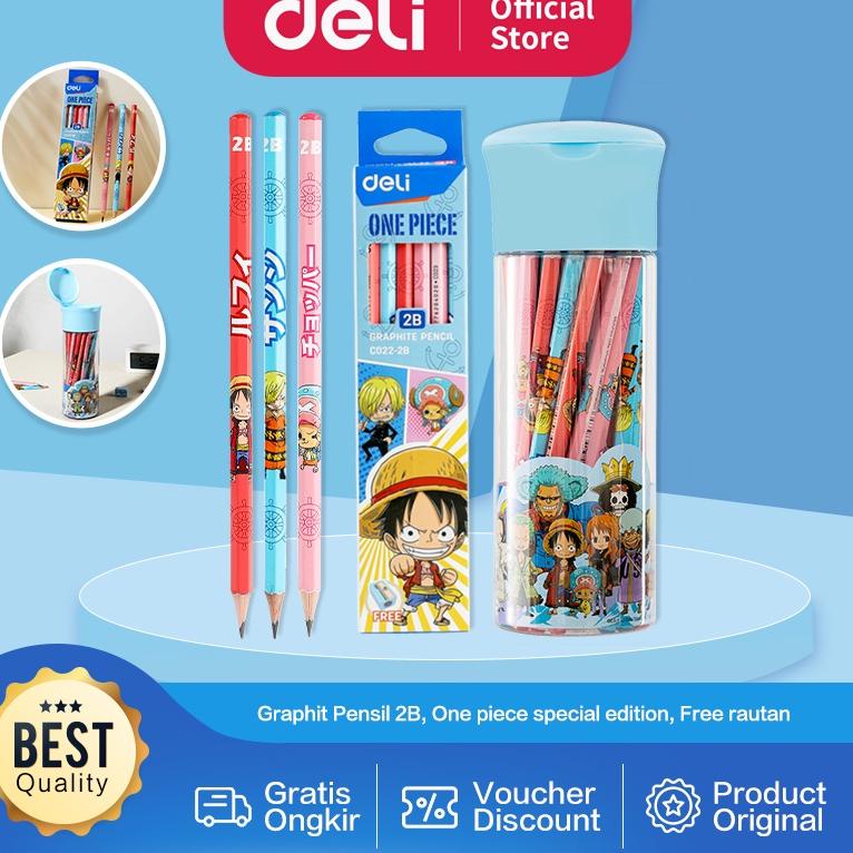 

Deli One Piece Graphit Pencil / Pensil Kayu Grafit 2B Lucu Kartun One Piece Free Rautan Box / Tube EC02X-2B //T8YLL Meriah