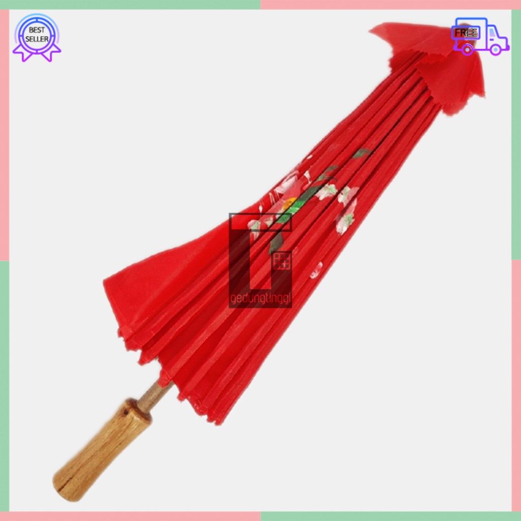 Payung Bambu Menari Nari Dekorasi Imlek Jepang Japan China Cina Korea Motif Lukisan Gambar Karakter Meihwa Meihua Mehwa Sakura Merah Mini Lipat Buka Tutup Murah Anak Dewasa Bamboo Umbrella