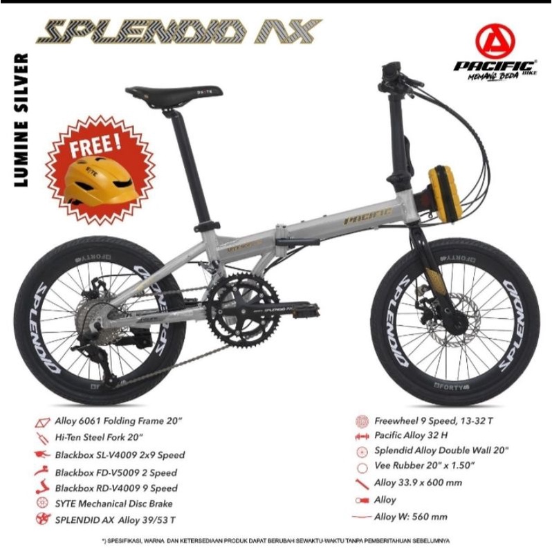 Sepeda Lipat 20 Inch PACIFIC SPLENDID AX Alloy 2x9 Speed