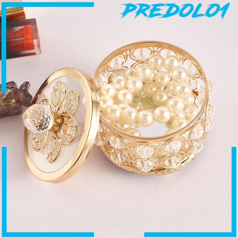 [Predolo1] Crystal Jewelry Box Organizer Trinket Box for Rings Earrings Home