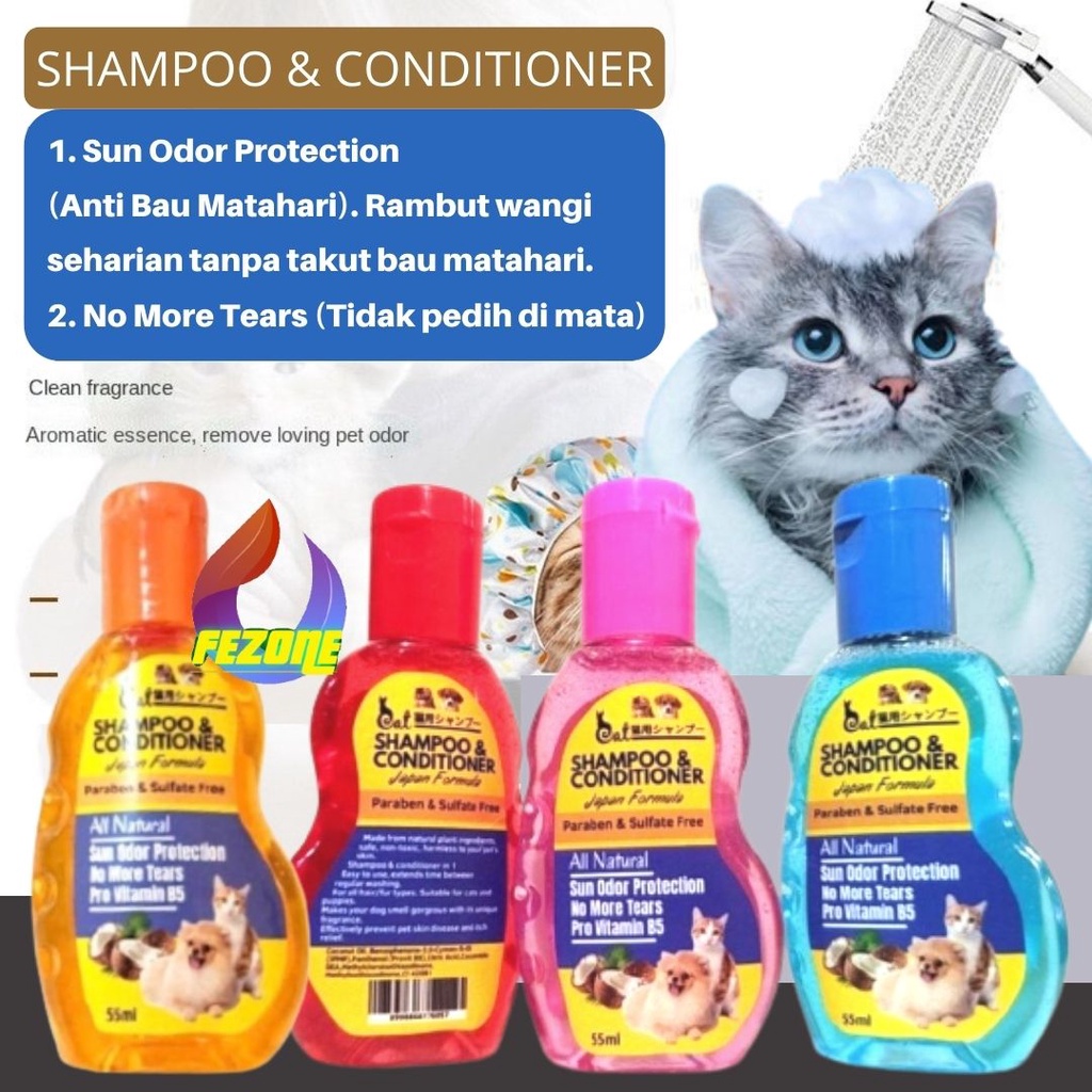 Shampo Anti Kutu dan Conditioner Kucing Anjing Kelinci Premium Wangi Harum Bulu LembutHarum Tahan Lama FEZONE