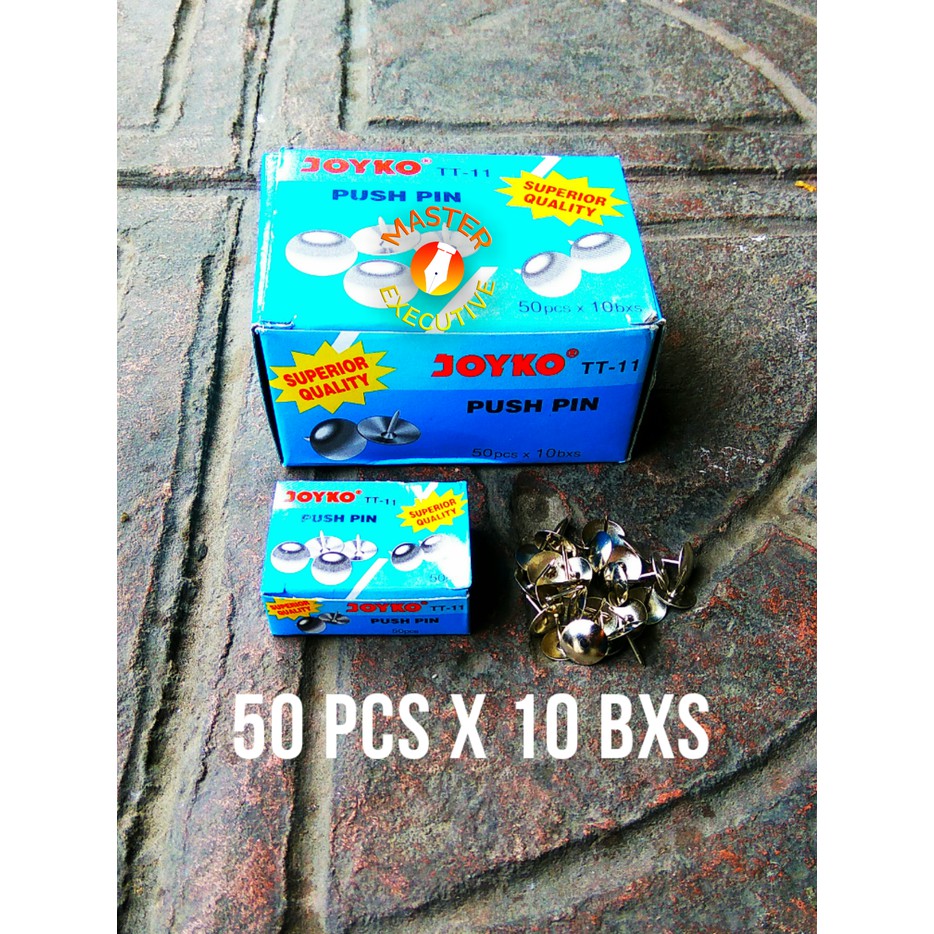 [Pak - 50 Buah] Joyko Push Pin TT-11 / Paku Payung / Thumb Tack 10 bxs x 50 pcs 9.5 mm