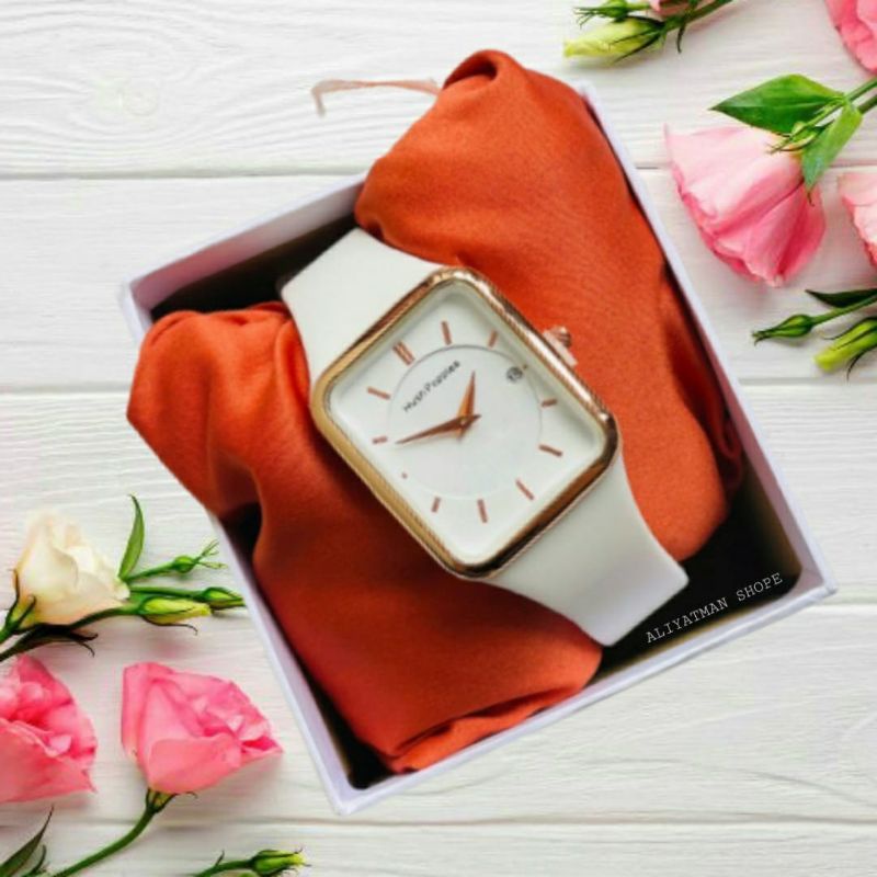 Jam Tangan Wanita Hush Puppies Analog | Strap Rubber Fitur Tanggal || Kasual Wanita Elegan Tahan Air