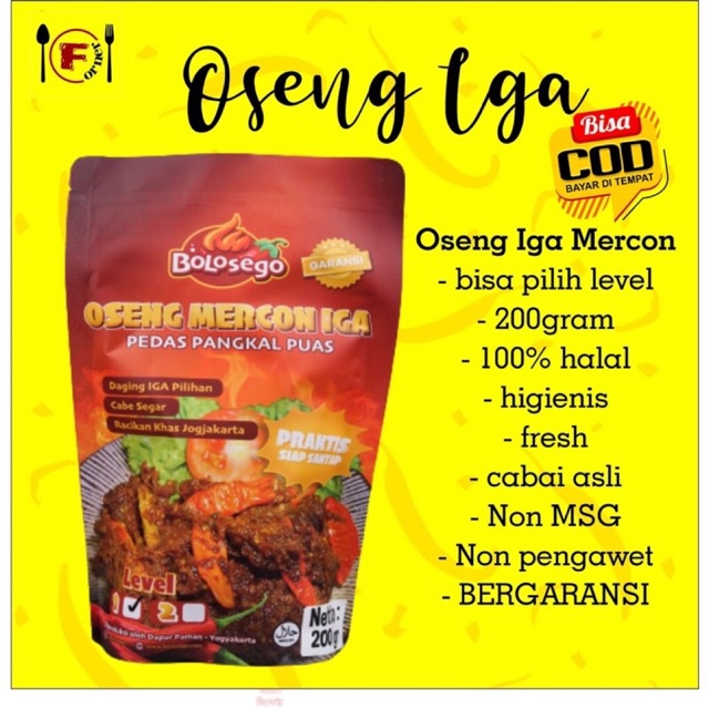 

CEK PROMO!!! OSENG MERCON IGA SAPI by Bolosego - Level terlengkap / Halal / bergaransi / Pedas Nampol / Bisa COD / Aman dikirim ke mana aja