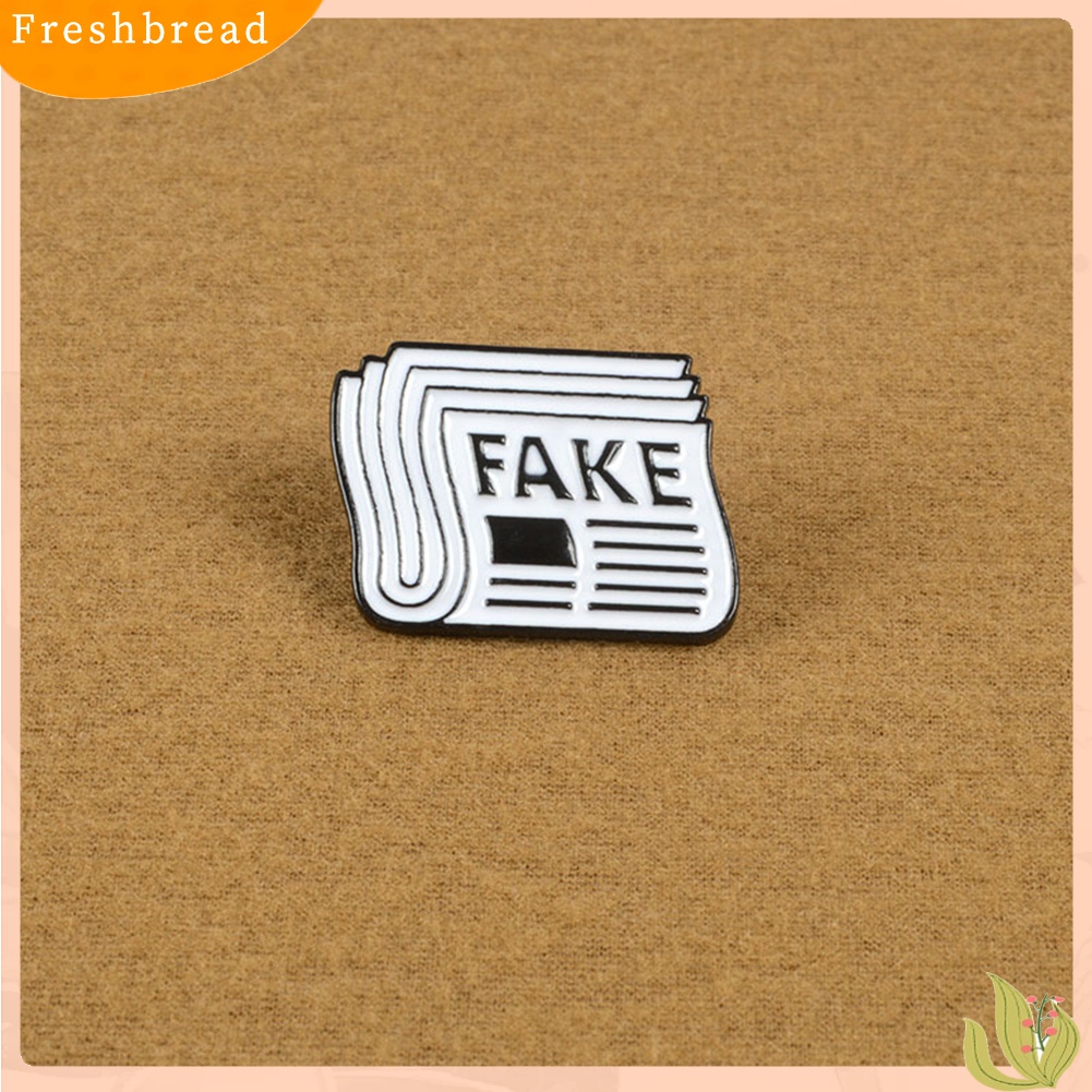 [ TERLARIS]Cartoon Newspaper English Letter Fake Enamel Badge Brooch Pin Clothes Jewelry