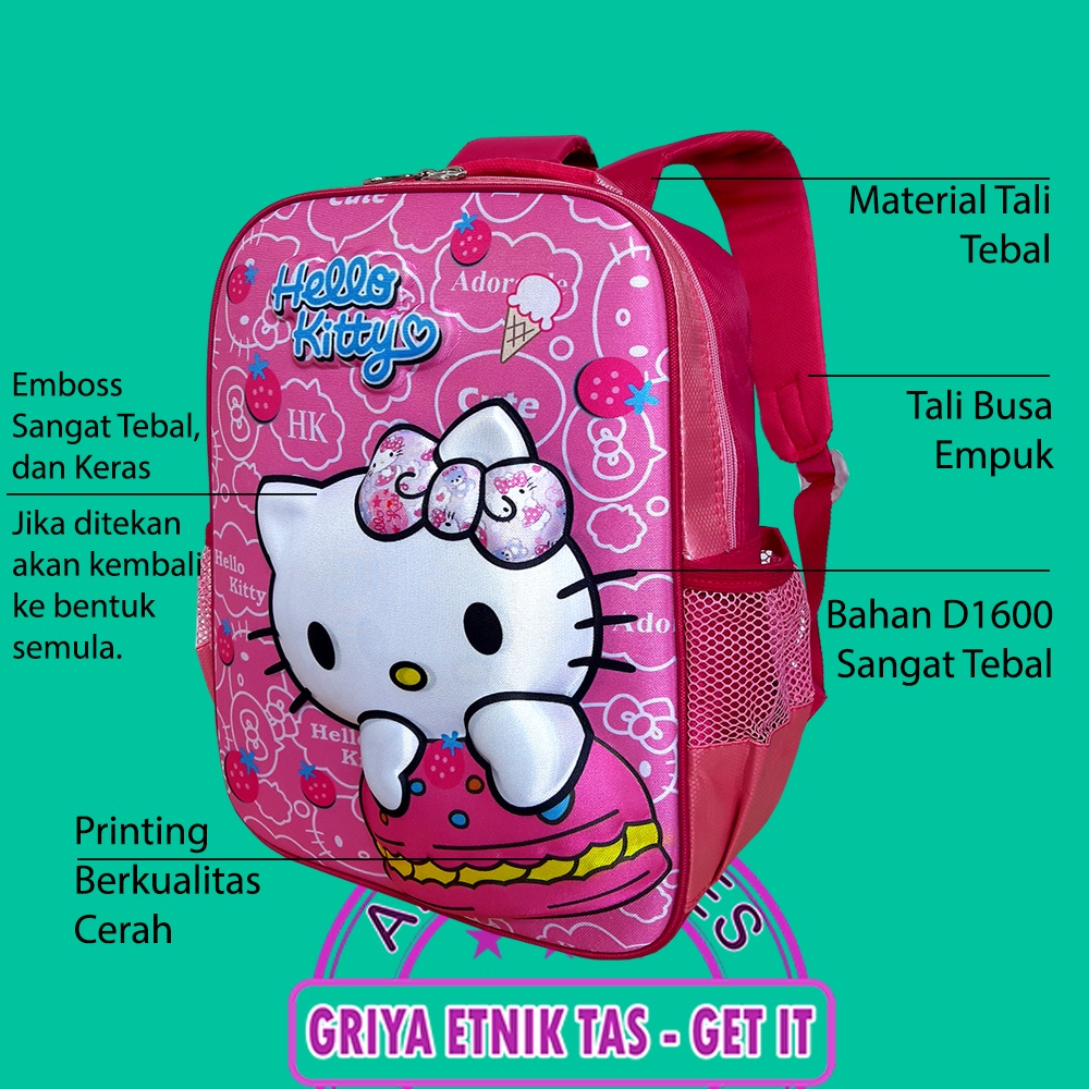 PREMIUM Tas Anak Perempuan Sekolah SD Terbaru Karakter Hello Kitty Doraemon LOL Kantong Ransel Gendong Anak Cewek Gambar Timbul Embos