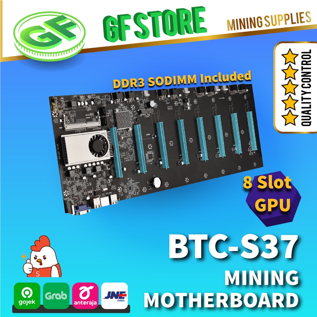 Mining Motherboard BTC-S37 ⚡- Riserless 8 GPU Mining