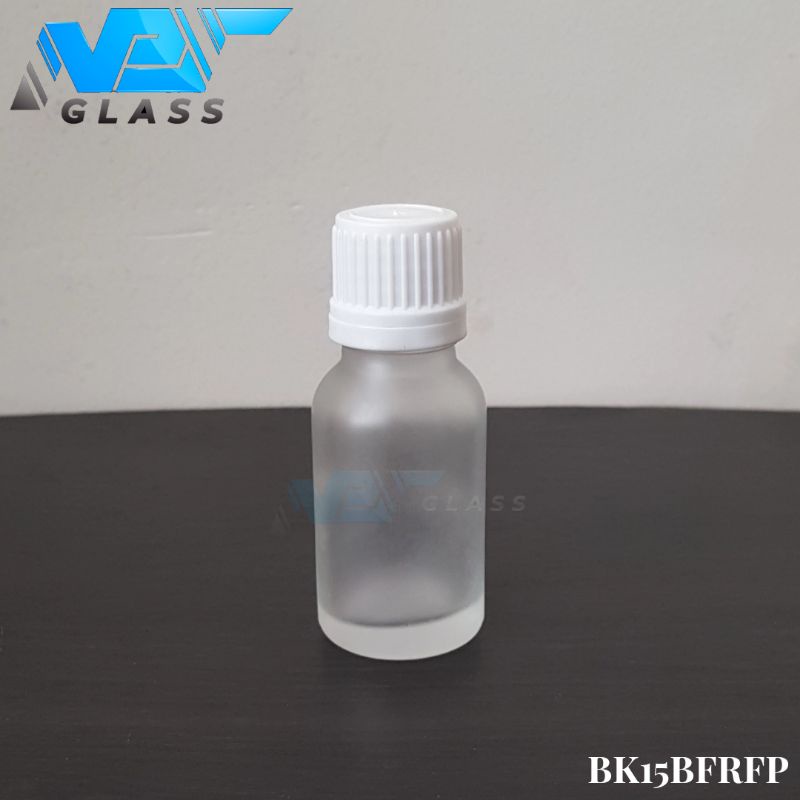 botol kaca 15ml bening frosted doff tutup filler putih