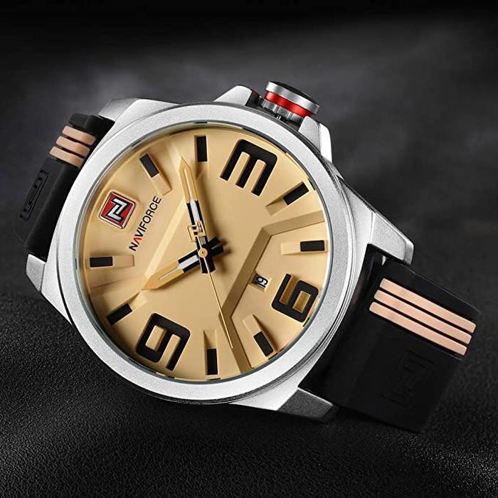 Dijual Jam Tangan Pria Keren New NAVIFORCE NF-9098 ORIGINAL Waterproof - Black Silver Berkualitas
