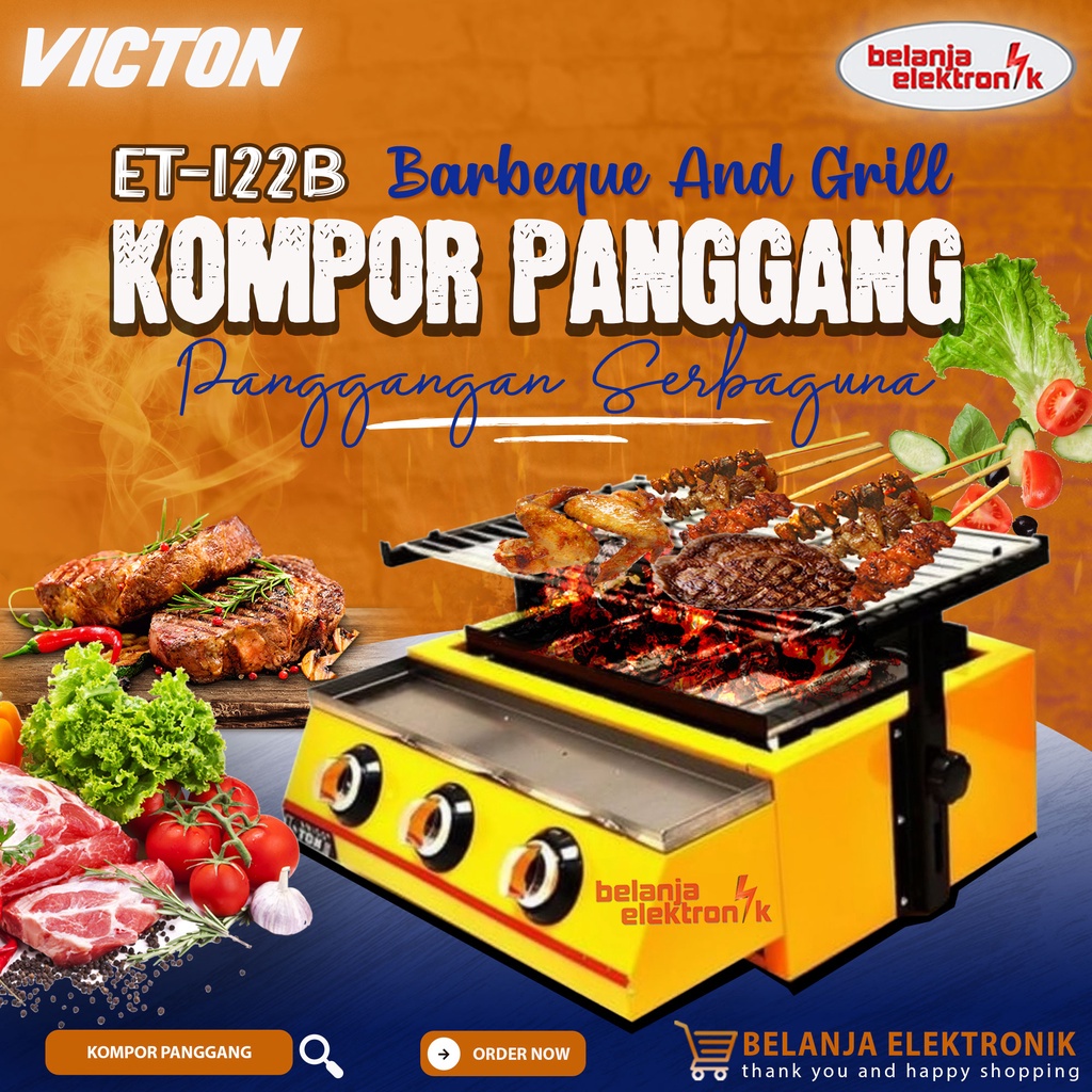 KOMPOR PANGGANGAN SOSIS BARBEQUE GRILL 3 TUNGKU VICTON ET-K122-B