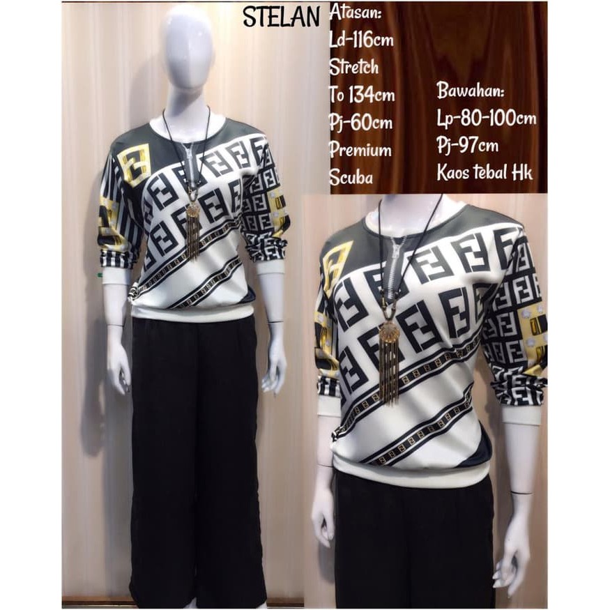 MR116 big size jumbo baju setelan rok panjang wanita scuba premium fen