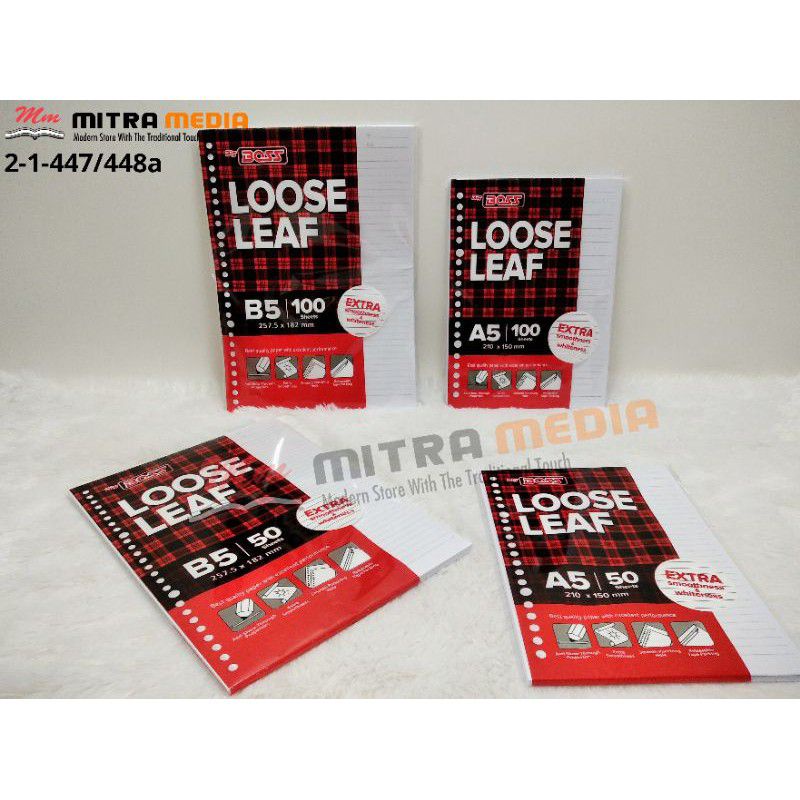 

LOOSE LEAF A5-B5 ISI 50 SAMPAI 100 LEMBAR BERGARIS PUTIH MURAH