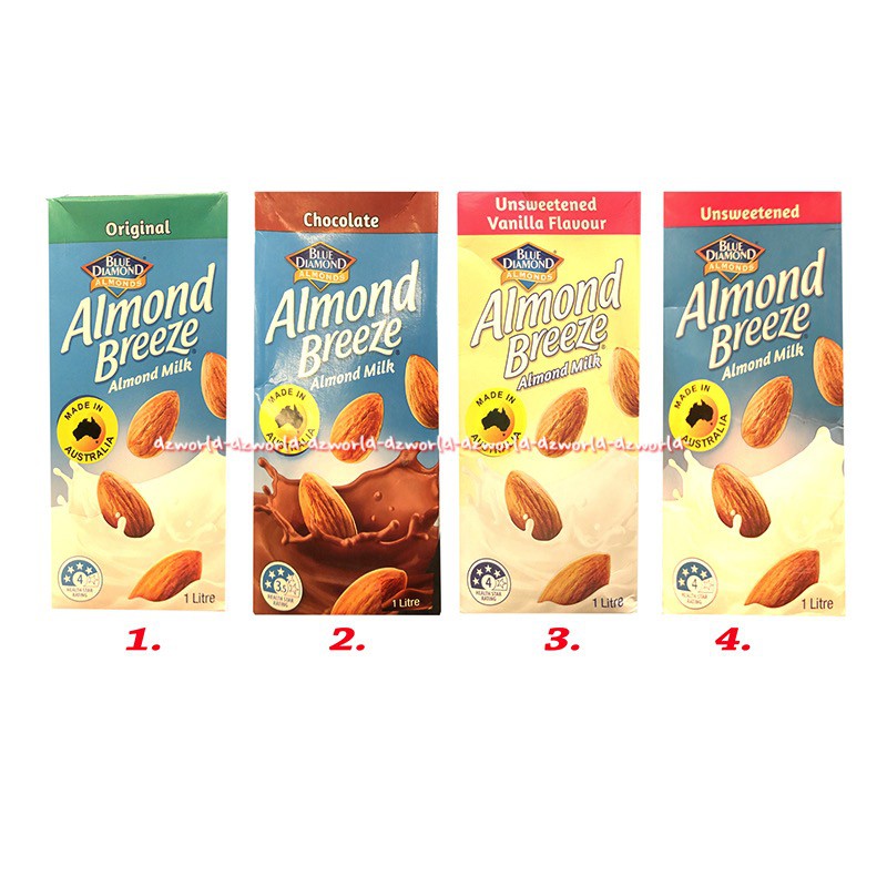 Blue Diamond Almond Breeze Almond Milk 1L Chocolate Unsweeted Susu Uht KAcang Almon Made in Australi