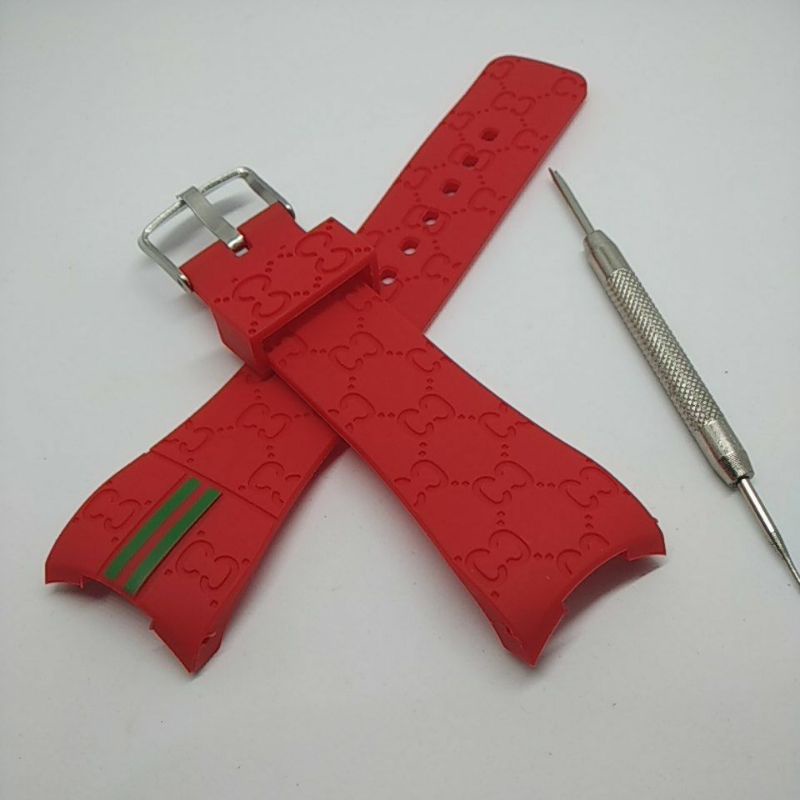 TALI JAM GUCCI SUPER GRADE RUBBER STRAP TALI JAM TANGAN GUCCI MERAH