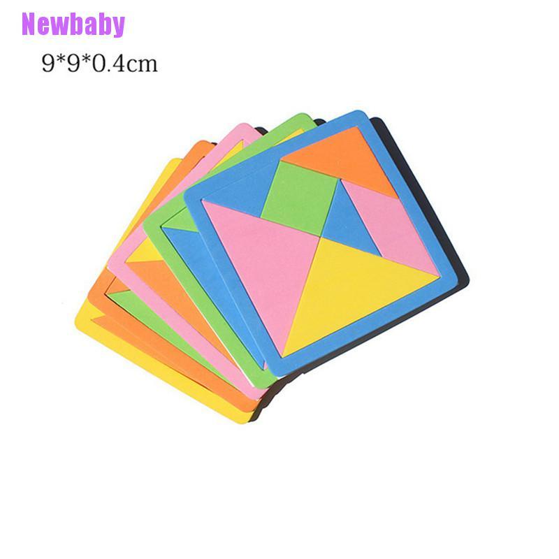 (Newbaby) 7pcs / Set Mainan Edukasi Puzzle Tangram Bahan Busa EVA Warna Pelangi Untuk Anak DIY